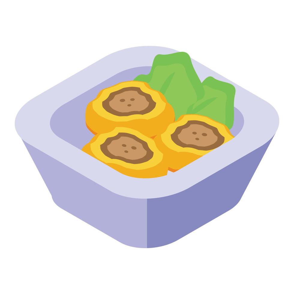 vecteur isométrique d'icône de boules de fruits de viande. nourriture