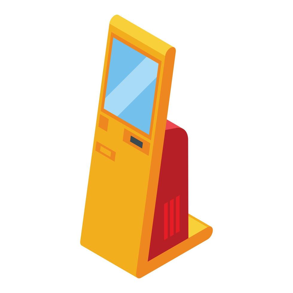 vecteur isométrique d'icône de kiosque numérique orange. système téléphonique