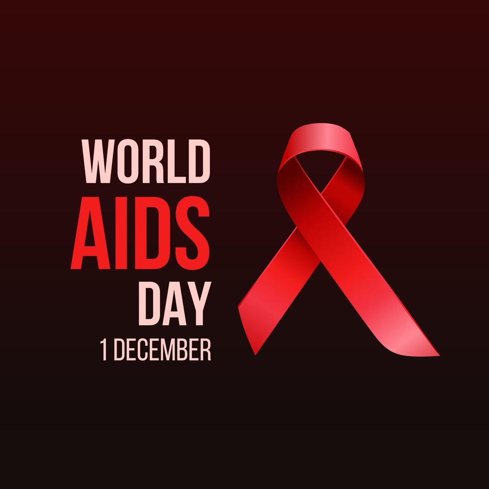 ruban rouge de la journée mondiale du sida avec bannière daffiche de symbole dicône de paix de couleur dégradée vecteur