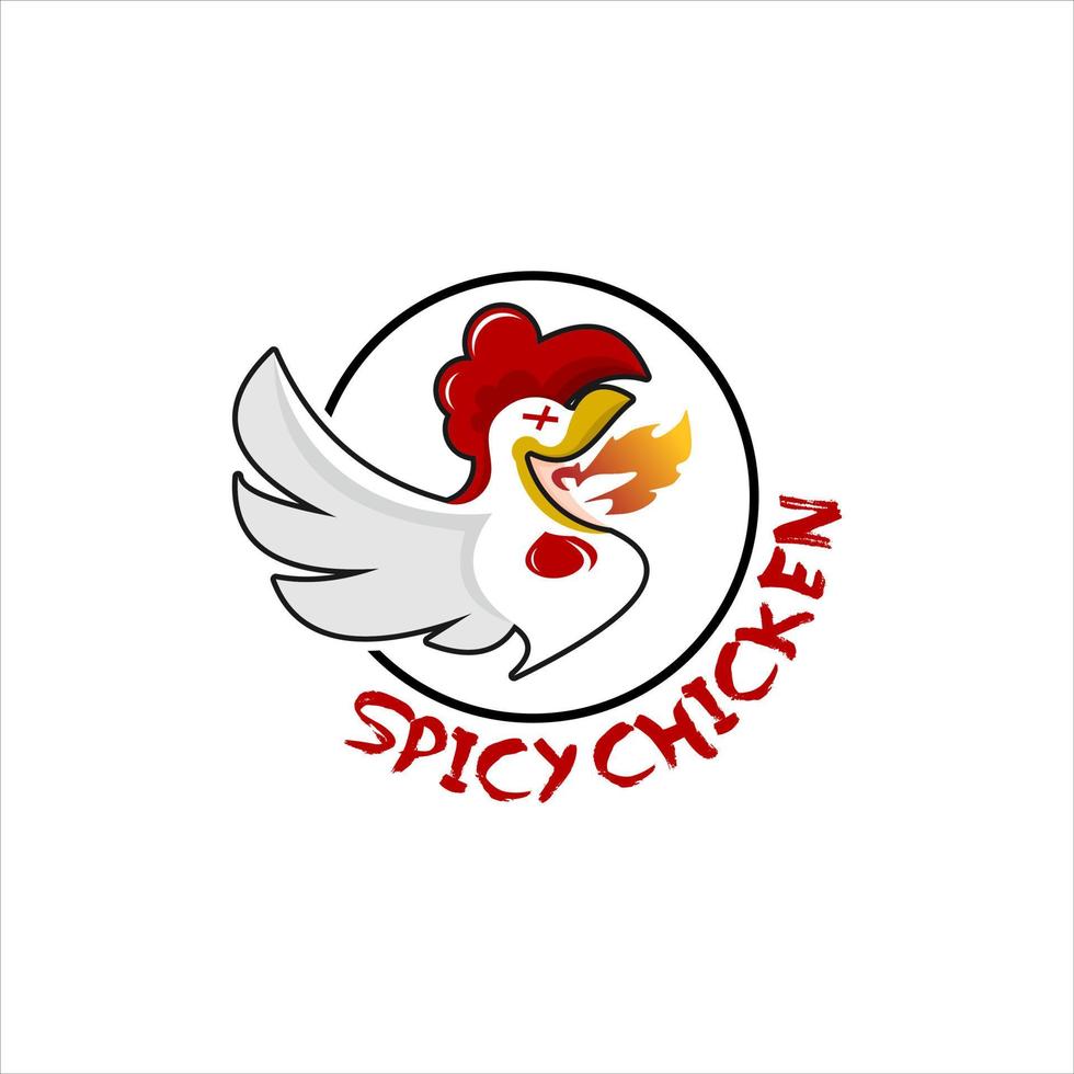 modèle de conception de logo de poulet frit emblème de dessin animé vecteur