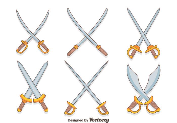 Des vecteurs d'épée croisés dessinés à la main vecteur