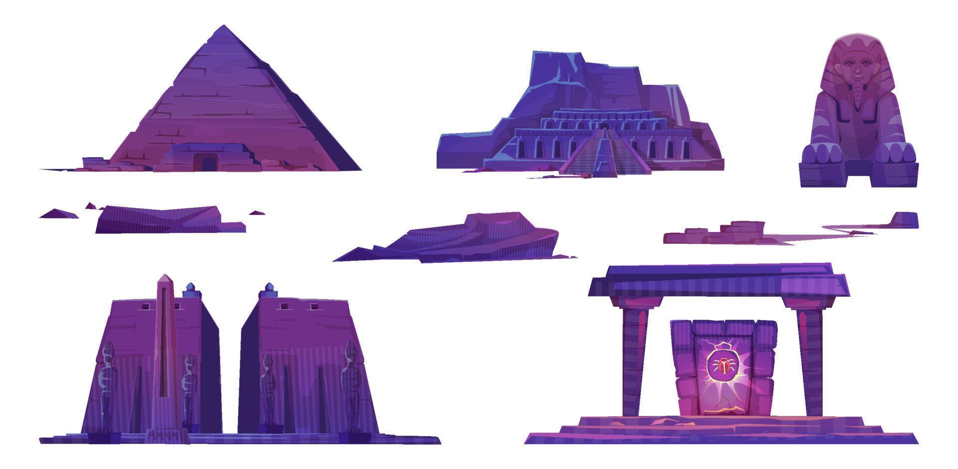 pyramides de l'egypte ancienne, temples de pharaon, sphinx vecteur