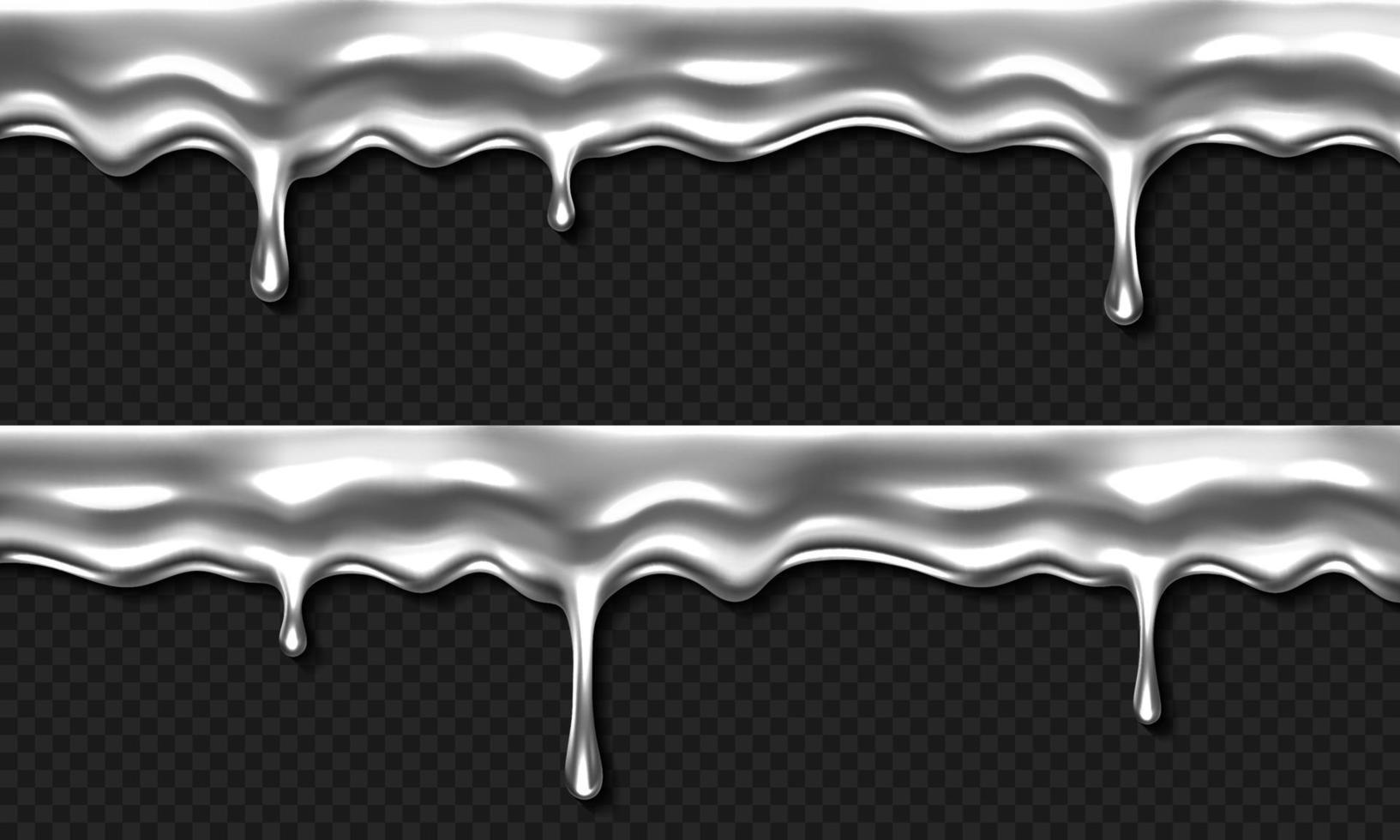 goutte d'argent liquide, métal dégoulinant, bordure de mercure vecteur