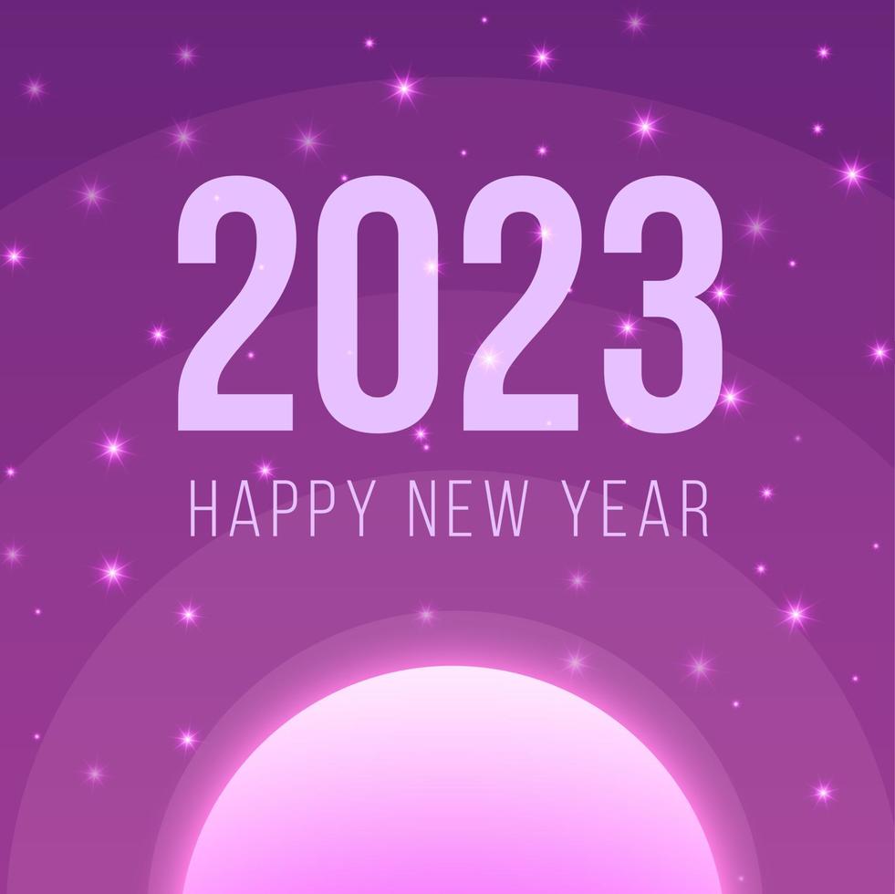 conception de modèle violet nouvel an 2023 pour les médias sociaux, bannière, affiche vecteur