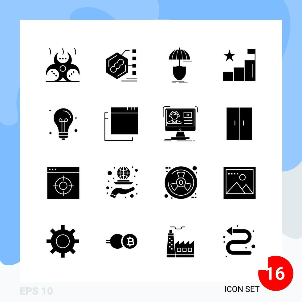 pack moderne de 16 icônes symboles de glyphes solides isolés sur fond blanc pour la conception de site Web fond de vecteur d'icône noire créative