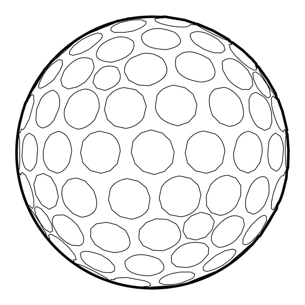 icône de balle de golf, style de contour vecteur