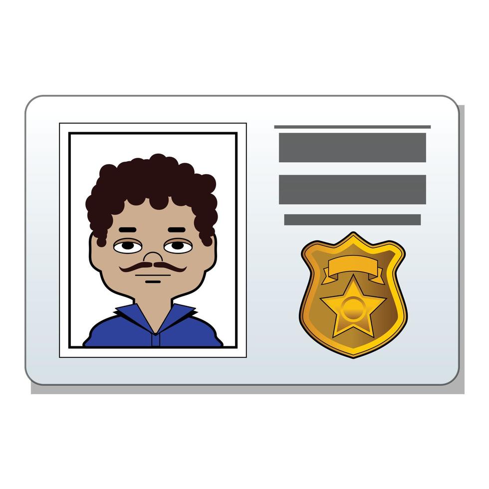 vecteur de dessin animé d'icône d'identification de police. carte de détective