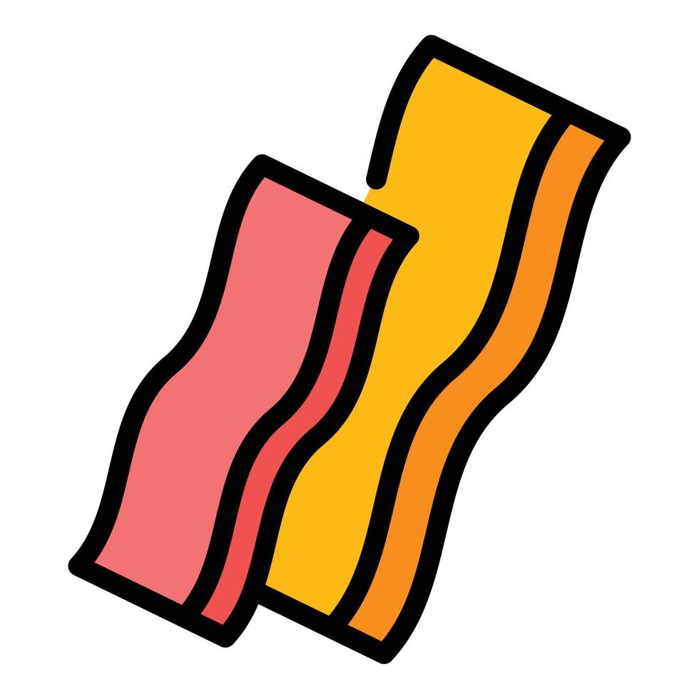 bacon guéri icône vecteur de contour de couleur