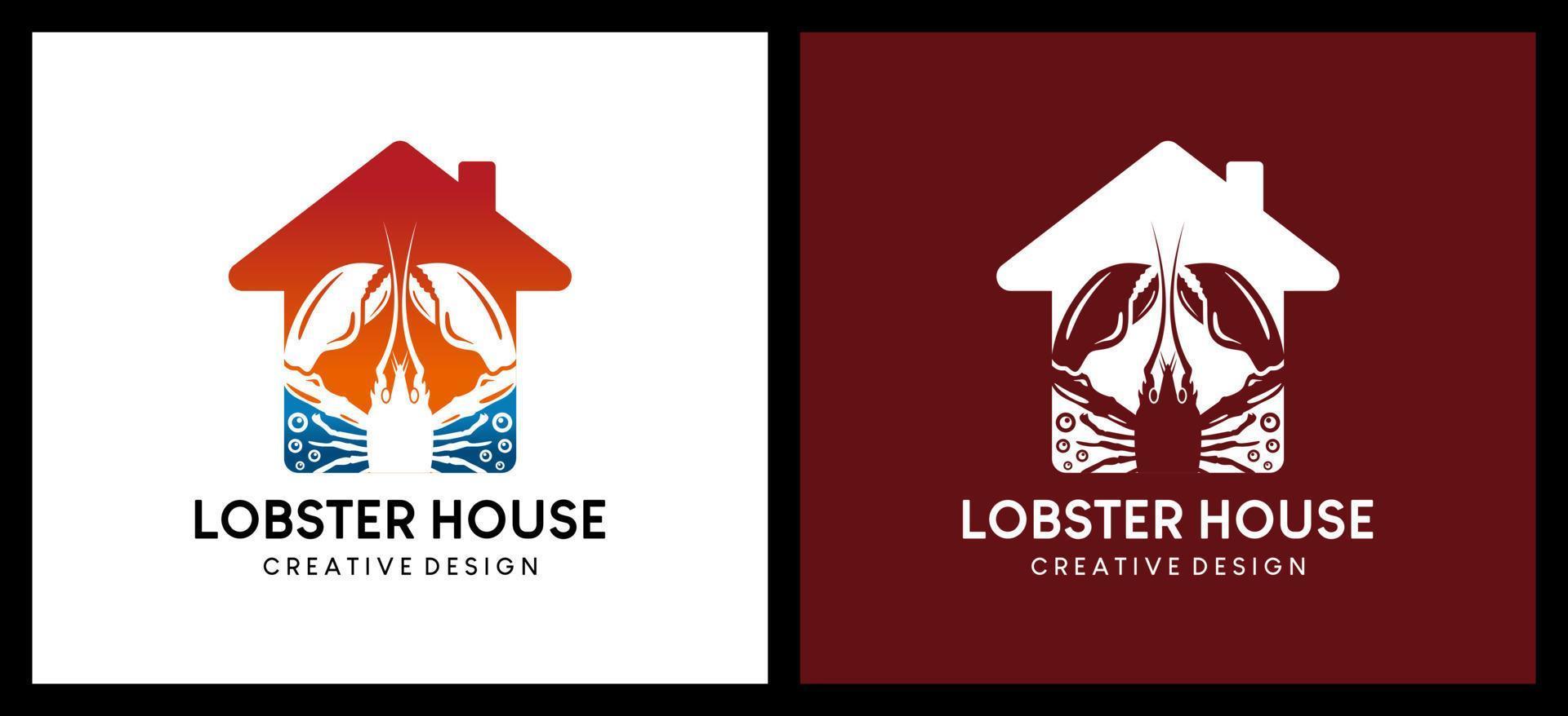 création de logo de maison de homard créative, restaurant de homard ou illustration vectorielle de logo de restaurant de fruits de mer vecteur