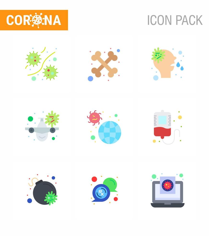 25 ensemble d'icônes d'urgence de coronavirus conception bleue telle que l'avertissement de maladie allergie avion de vacances coronavirus viral 2019nov éléments de conception de vecteur de maladie