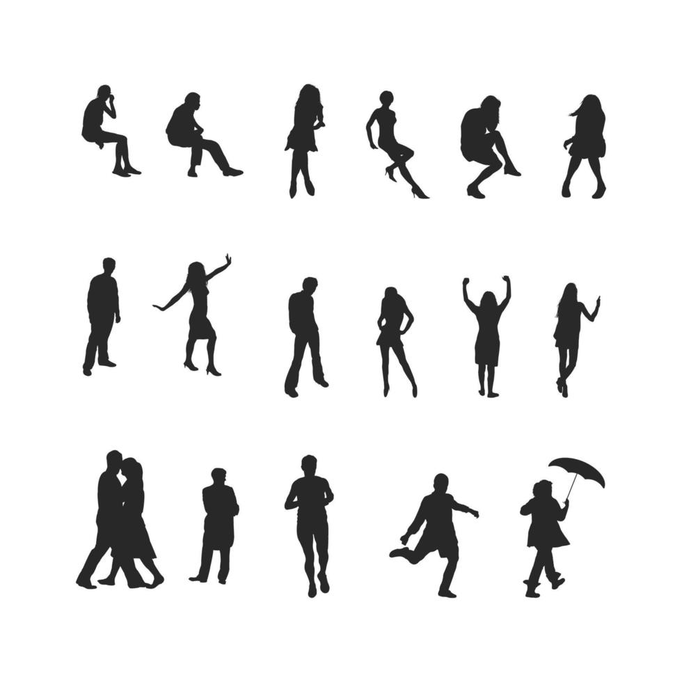 conception de vecteur de silhouette de personnes avec diverses activités