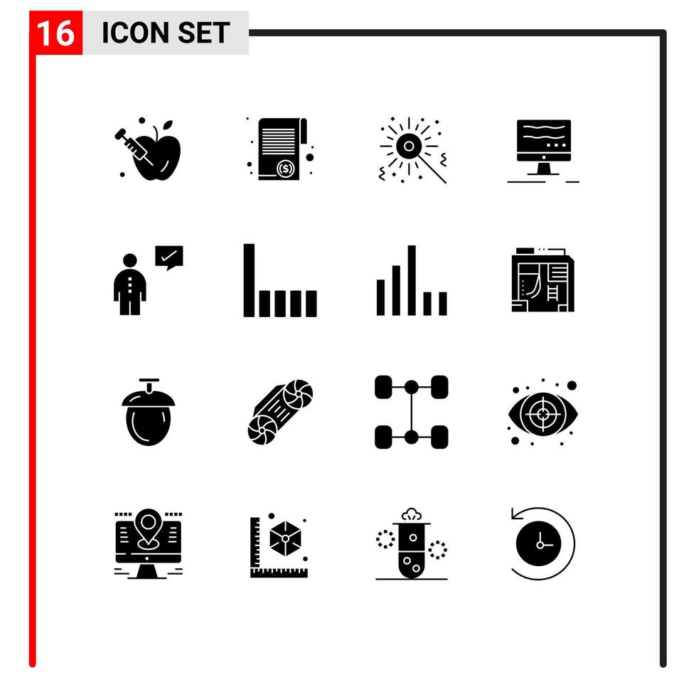 ensemble de 16 glyphes solides vectoriels sur la grille pour la communication humaine bengal business éléments de conception vectoriels modifiables en ligne vecteur