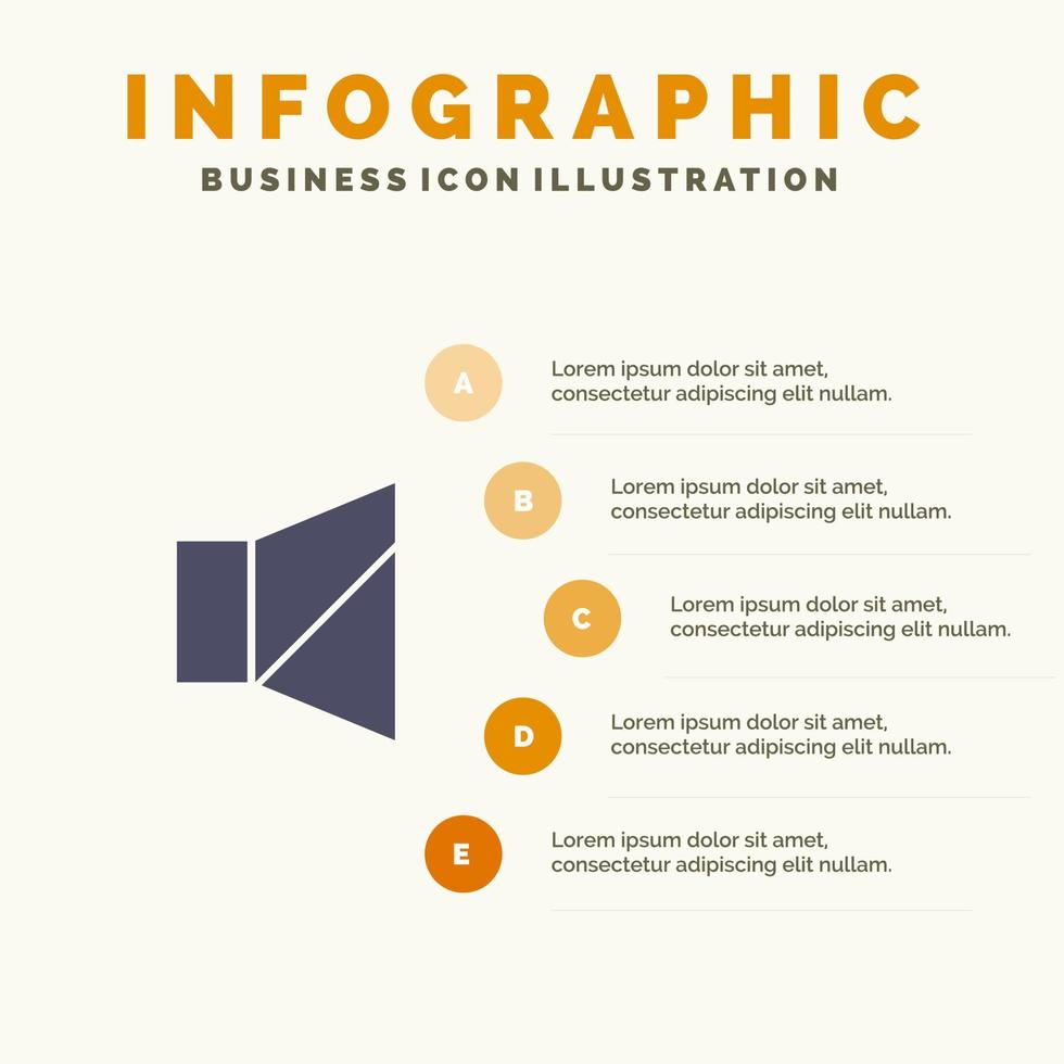 cloche off silencieux twitter solide icône infographie 5 étapes présentation fond vecteur