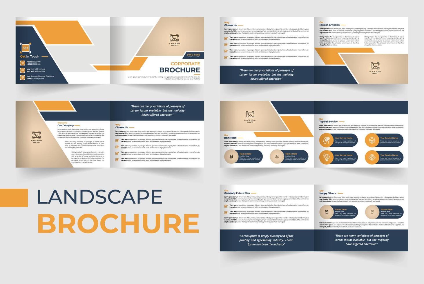 Modèle de brochure de paysage polyvalent de 10 pages pour entreprises vecteur