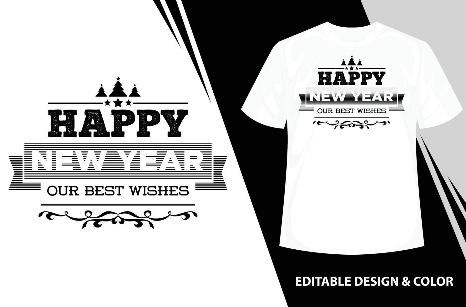 modèle de lettrage de bonne année, joyeux noël et texte de bonne année, illustration vectorielle vintage, t-shirt de style police de calligraphie, élément d'illustration de vacances vectorielles, vecteur