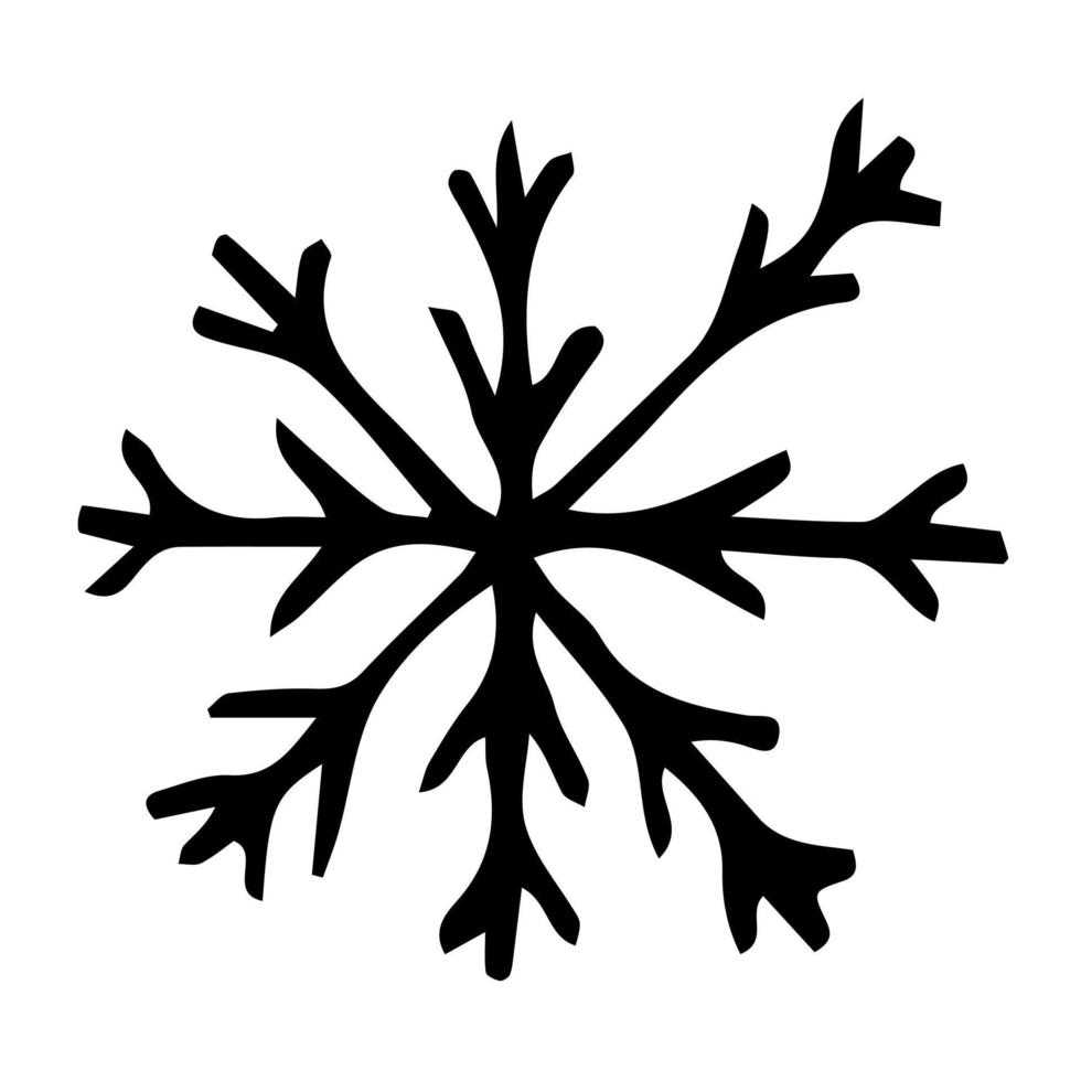 doodle illustration de flocon de neige vecteur dessiné à la main. clipart isolé sur fond blanc. illustration de haute qualité pour la décoration, la décoration de noël, l'impression, les cartes postales.