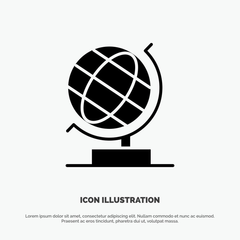 icône de glyphe noir solide globe web bureau mondial vecteur