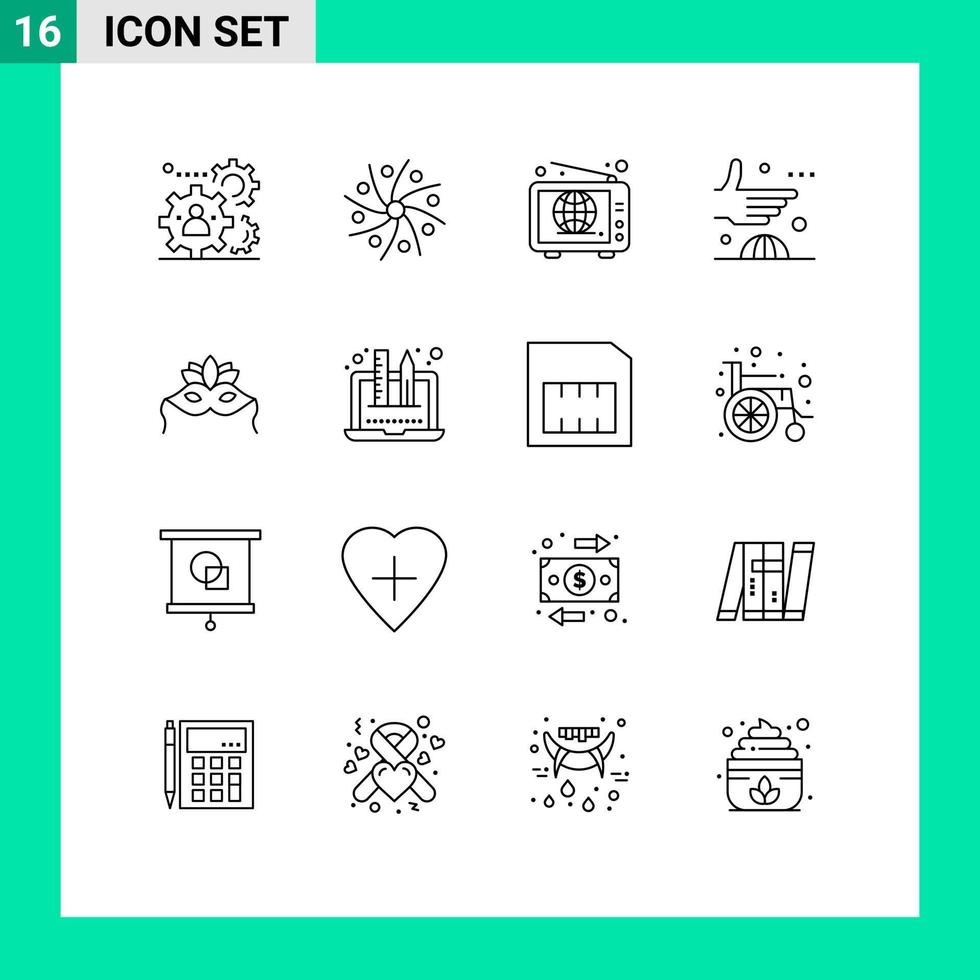 pack d'interface utilisateur de 16 contours de base d'accord d'espace de poignée de main éléments de conception vectoriels modifiables dans le monde vecteur