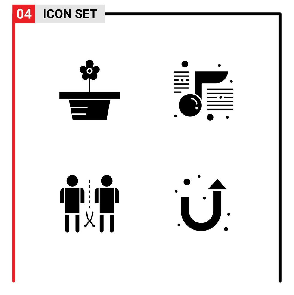 pack d'icônes vectorielles stock de 4 signes et symboles de ligne pour la connaissance des fleurs présent éducation personnes éléments de conception vectoriels modifiables vecteur