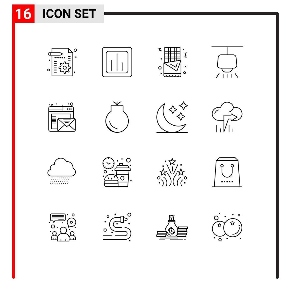 16 concept de contour pour les sites Web mobiles et les applications statistiques du navigateur de messagerie lustre léger éléments de conception vectoriels modifiables vecteur