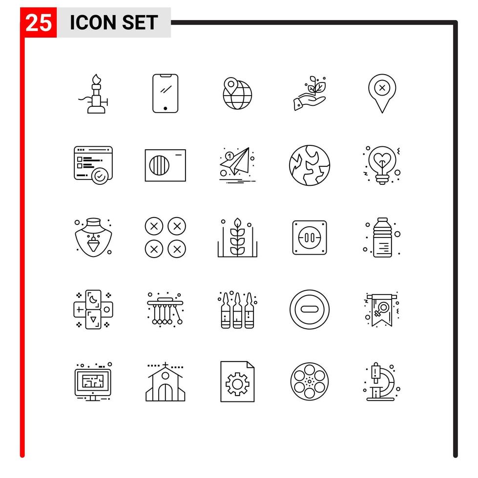 pack de 25 lignes créatives de succès développer des éléments de conception vectoriels modifiables globe de croissance android vecteur