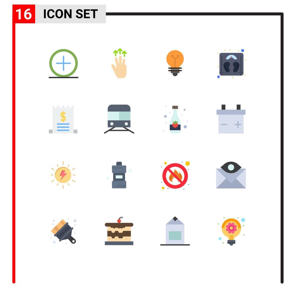 16 icônes créatives signes et symboles modernes de l'échelle des factures paquet modifiable léger de poids à trois doigts d'éléments de conception de vecteur créatif
