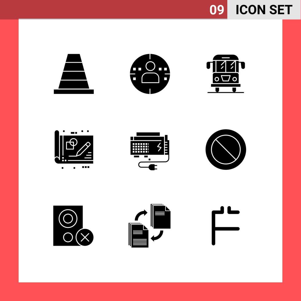 9 icônes créatives signes et symboles modernes de l'idée de transport informatique apc projet d'éléments de conception vectoriels modifiables vecteur