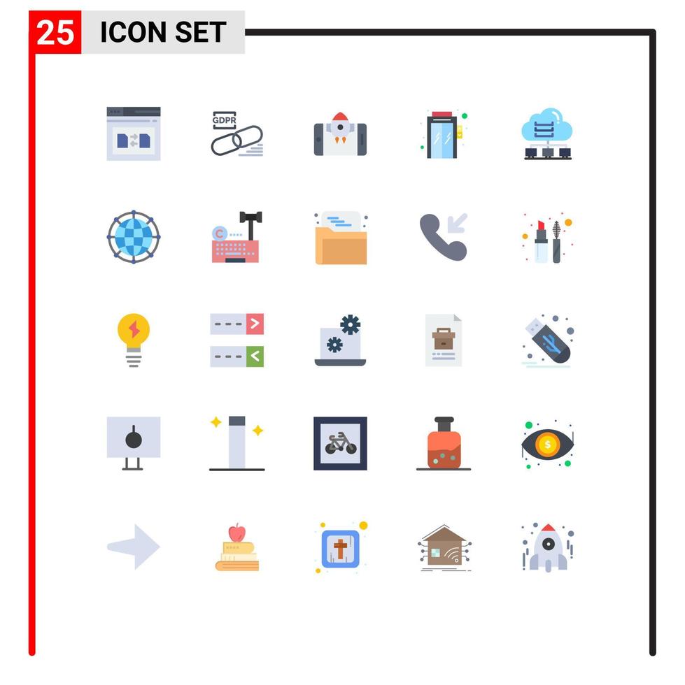 interface utilisateur pack de 25 couleurs plates de base d'éléments de conception vectoriels modifiables de fusée d'ascenseur sécurisé d'ascenseur de réseau vecteur