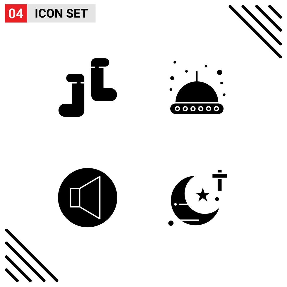 4 icônes créatives signes et symboles modernes de bébé espace religieux haut-parleur théologie éléments de conception vectoriels modifiables vecteur