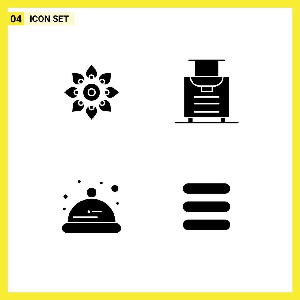 ensemble de 4 symboles d'icônes d'interface utilisateur modernes signes pour célébrer bébé diwali bagages tout-petits éléments de conception vectoriels modifiables vecteur