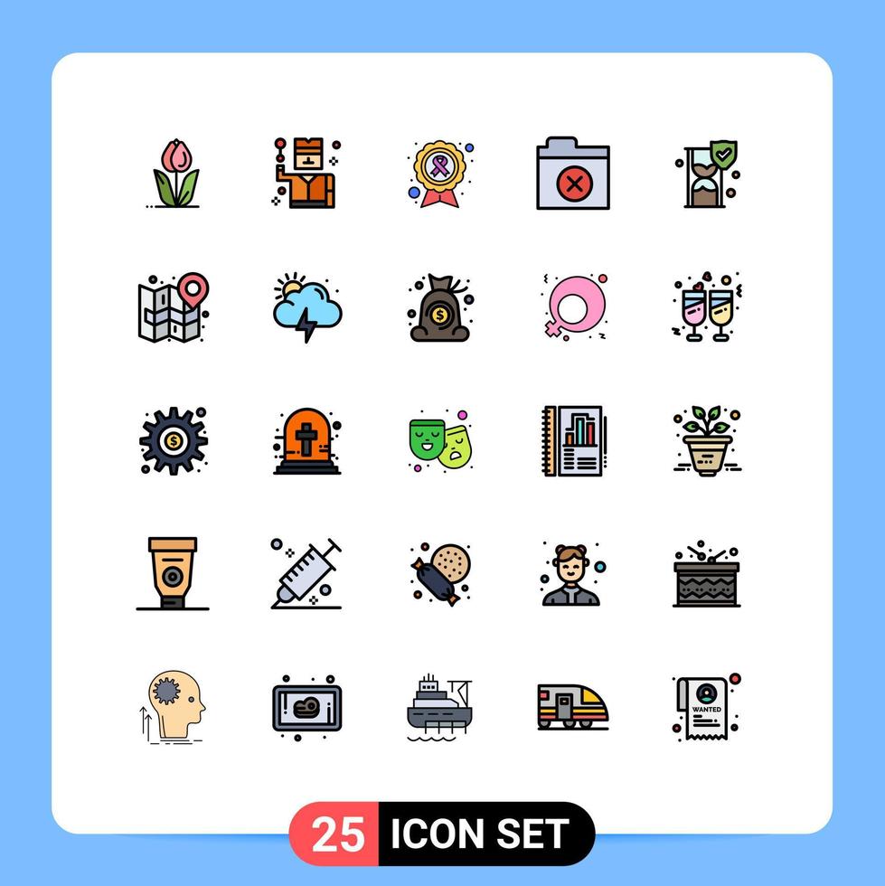 interface mobile ligne remplie couleur plate ensemble de 25 pictogrammes de temps fichiers en verre espion supprimer cause éléments de conception vectoriels modifiables vecteur