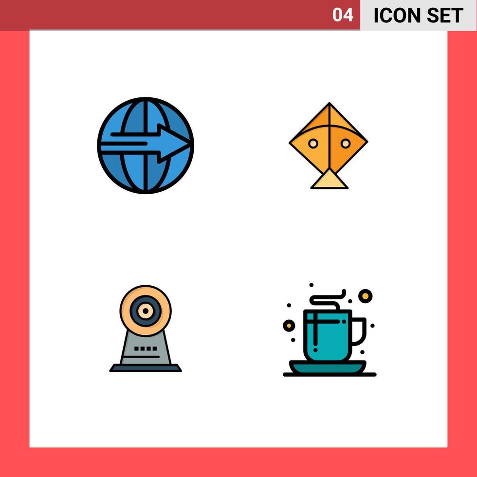 pack d'icônes vectorielles stock de 4 signes et symboles de ligne pour les éléments de conception vectoriels modifiables de l'hôtel du festival logistique de la webcam de fret vecteur
