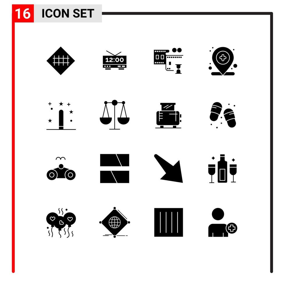 pack d'icônes vectorielles stock de 16 signes et symboles de ligne pour la conception de la carte de la machine médicale éléments de conception vectoriels modifiables de l'hôpital vecteur