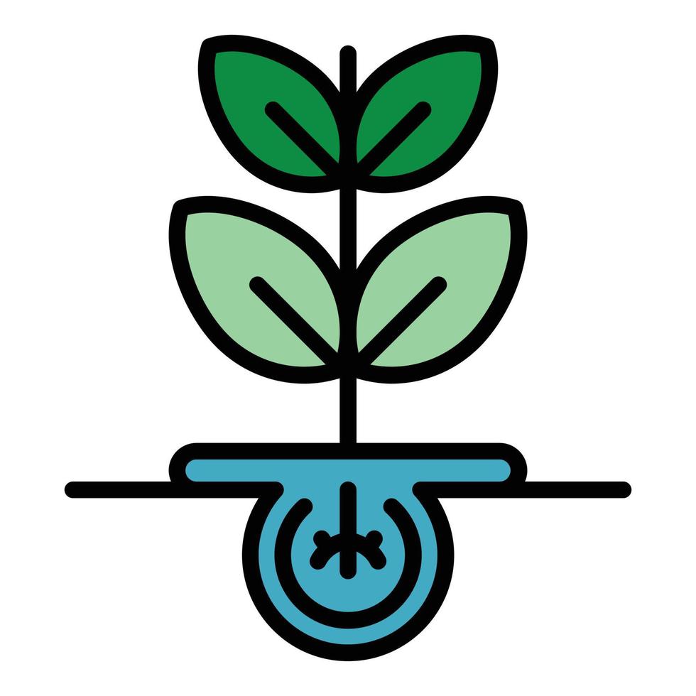 vecteur de contour de couleur d'icône de graine de technologie végétale