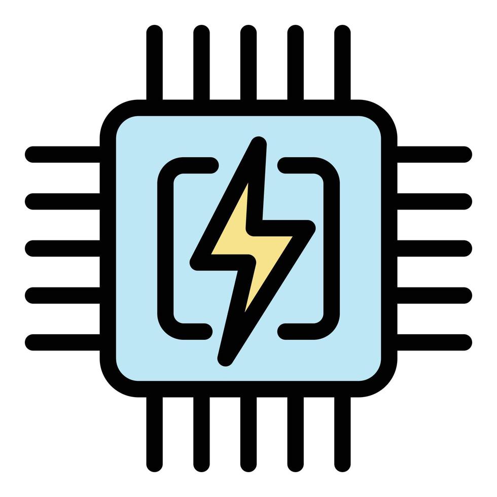vecteur de contour couleur icône processeur maison intelligente