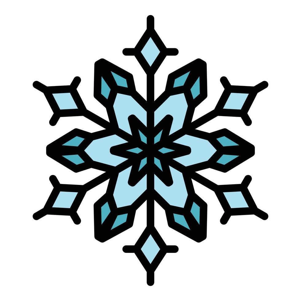 beau vecteur de contour de couleur icône flocon de neige