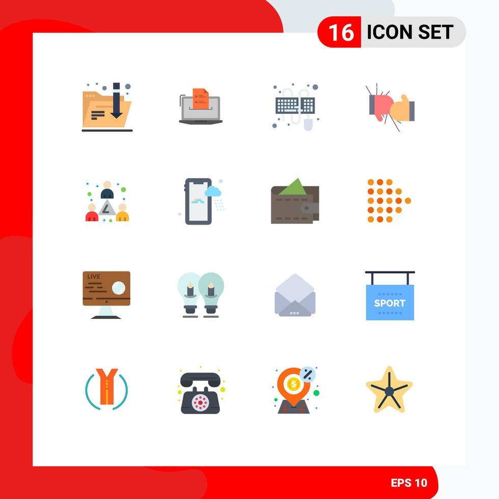 pack de 16 signes et symboles de couleurs plates modernes pour les supports d'impression Web tels que les compétences de combat boxe clavier pack modifiable d'éléments de conception de vecteur créatif