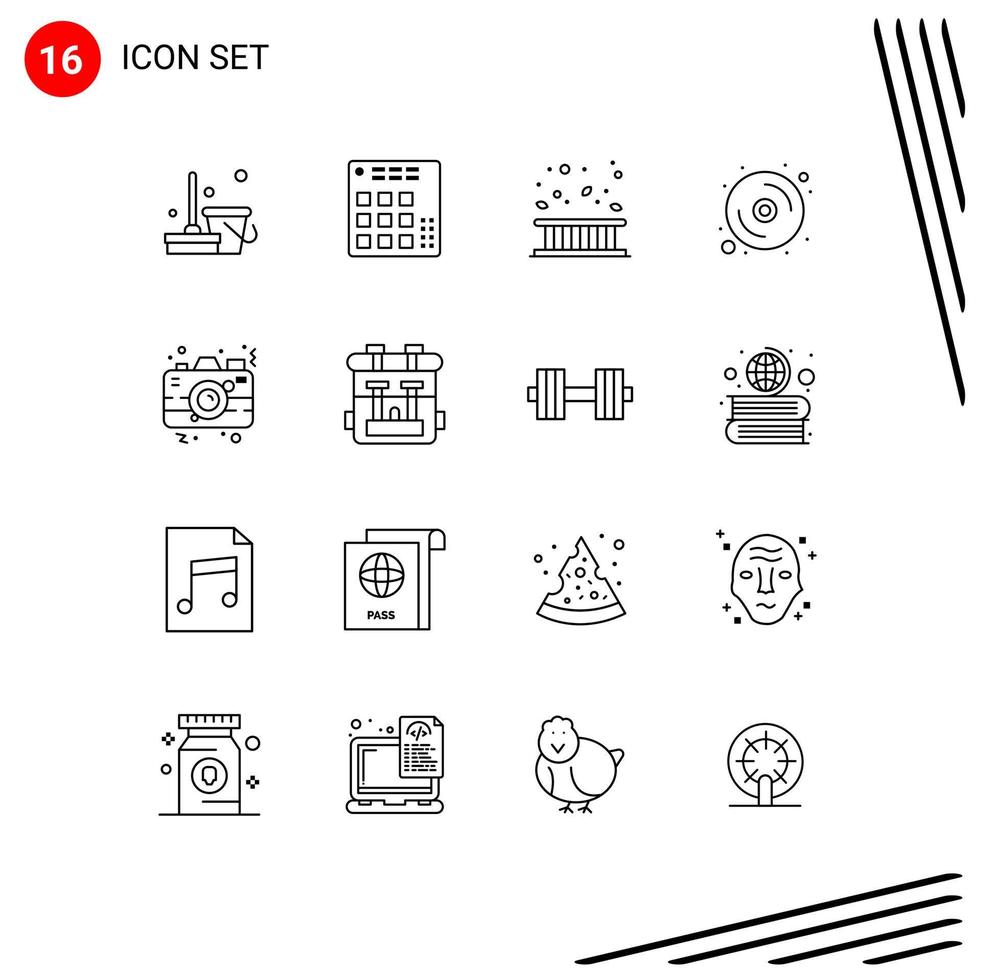 symboles d'icônes universels groupe de 16 contours modernes d'éléments de conception vectoriels modifiables d'automne d'ordinateur de mélangeur de données matérielles vecteur