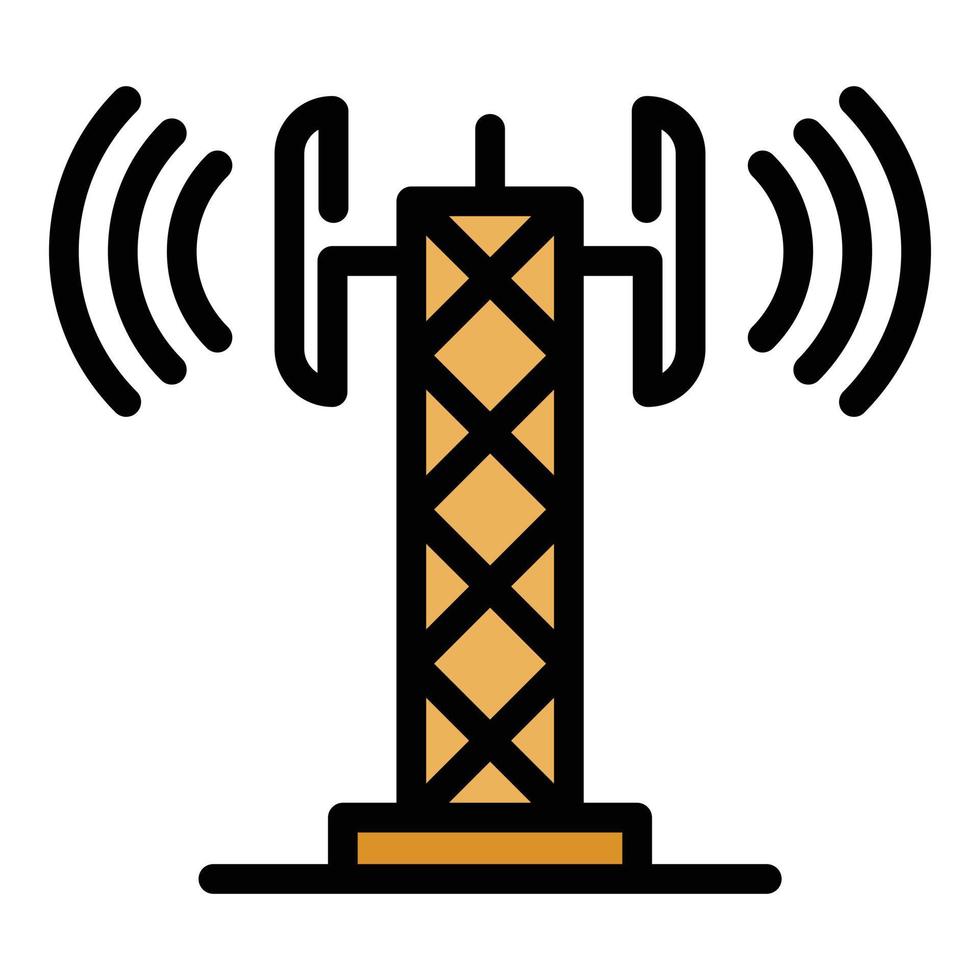 vecteur de contour couleur icône radio tour gsm