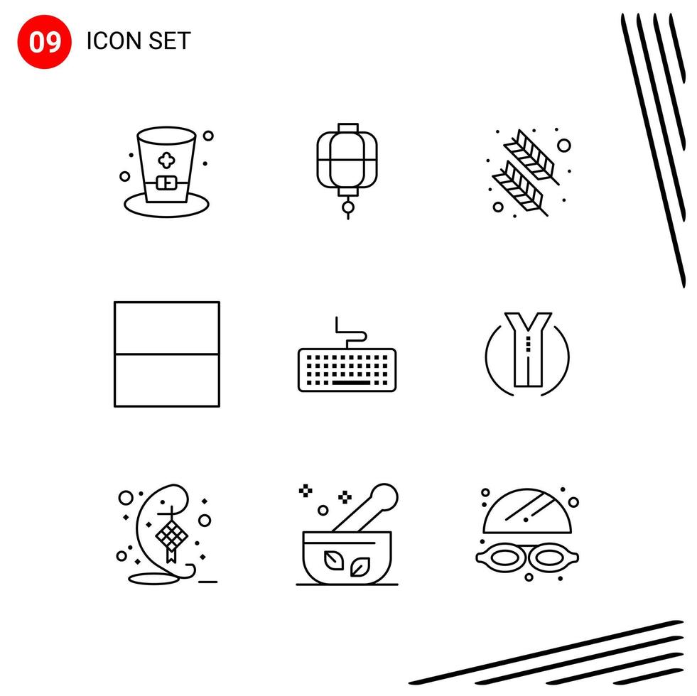 collection de 9 icônes vectorielles dans le style de ligne pixle symboles de contour parfaits pour le web et les signes d'icône de ligne mobile sur fond blanc 9 icônes fond de vecteur d'icône noire créative
