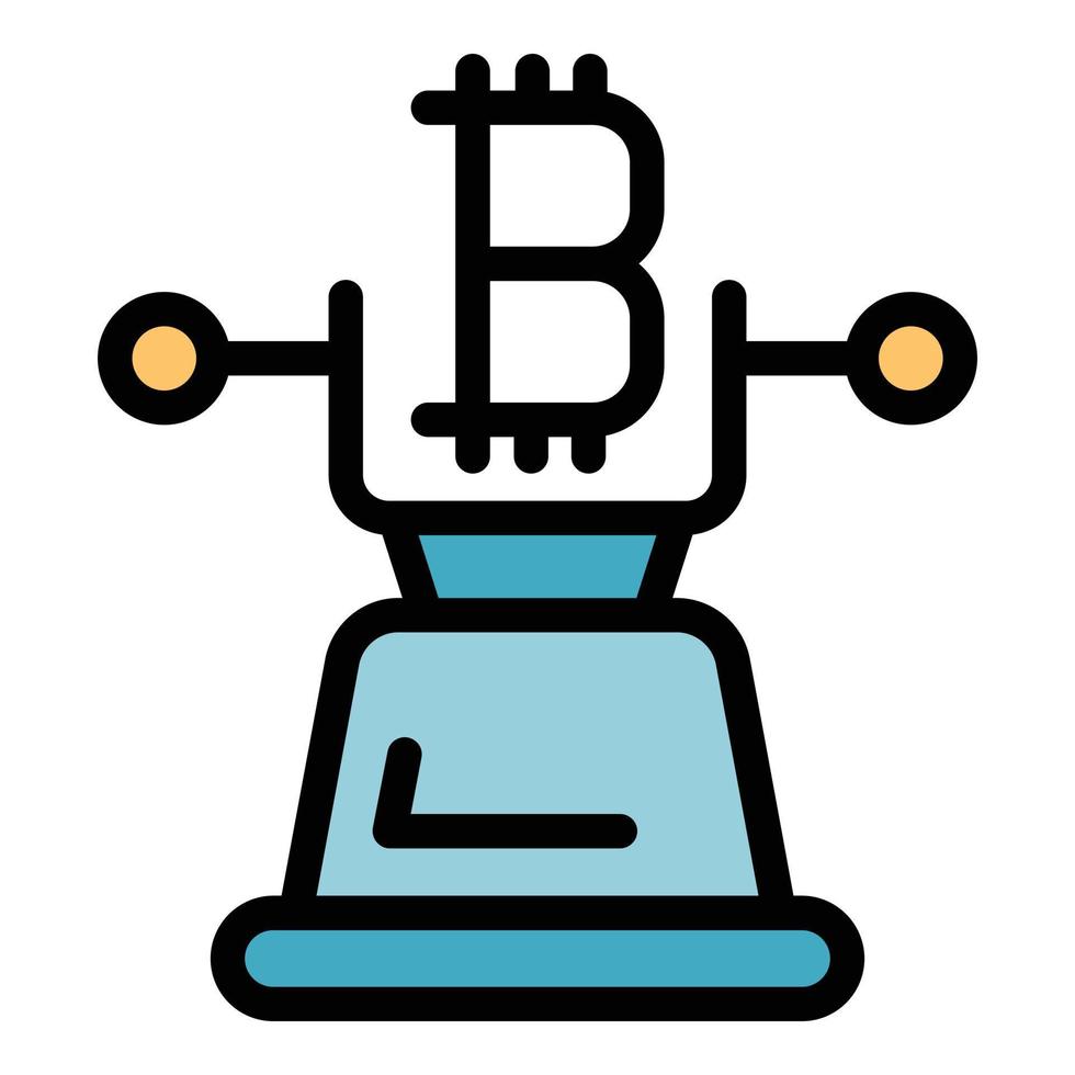 vecteur de contour couleur icône numérique bitcoin