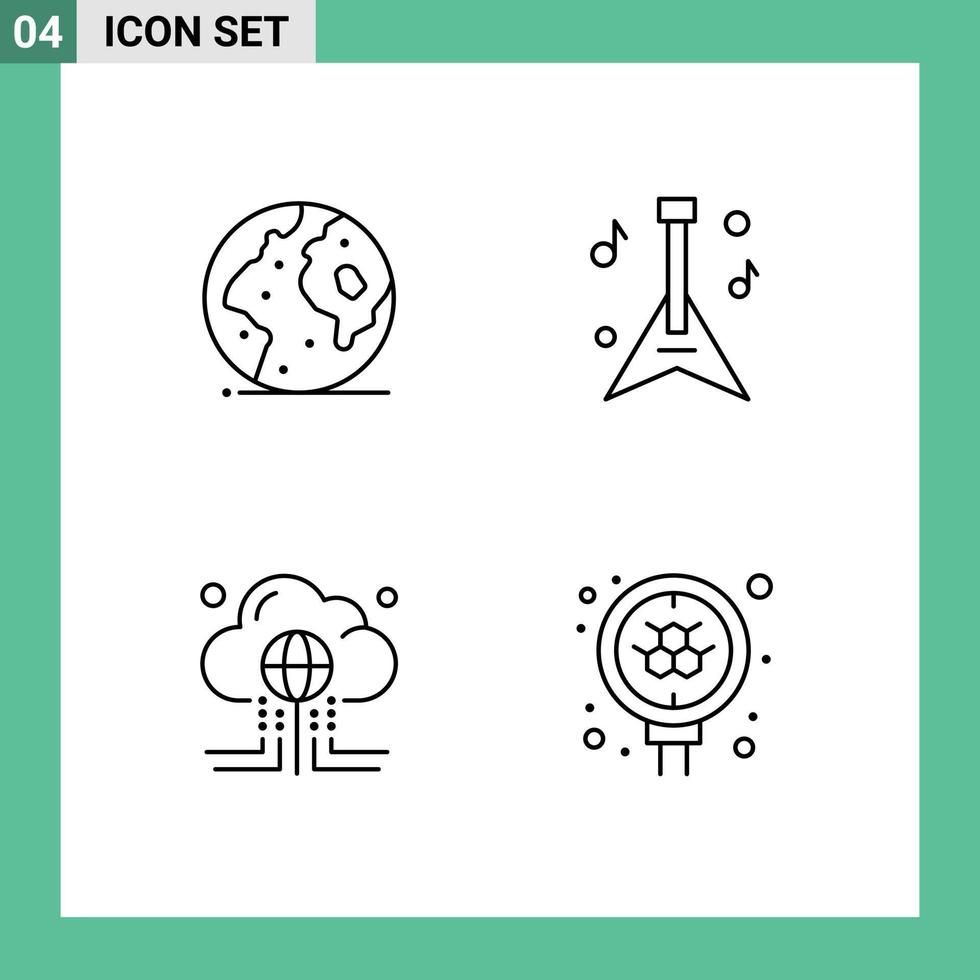 concept de 4 lignes pour sites Web mobiles et applications terre informatique planète instrument éléments de conception vectoriels modifiables mondiaux vecteur