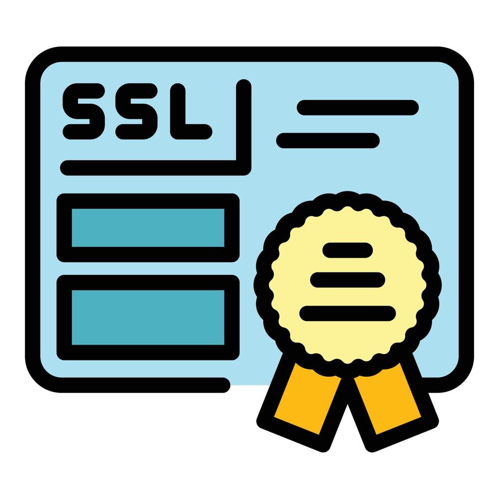 vecteur de contour de couleur d'icône de certification ssl