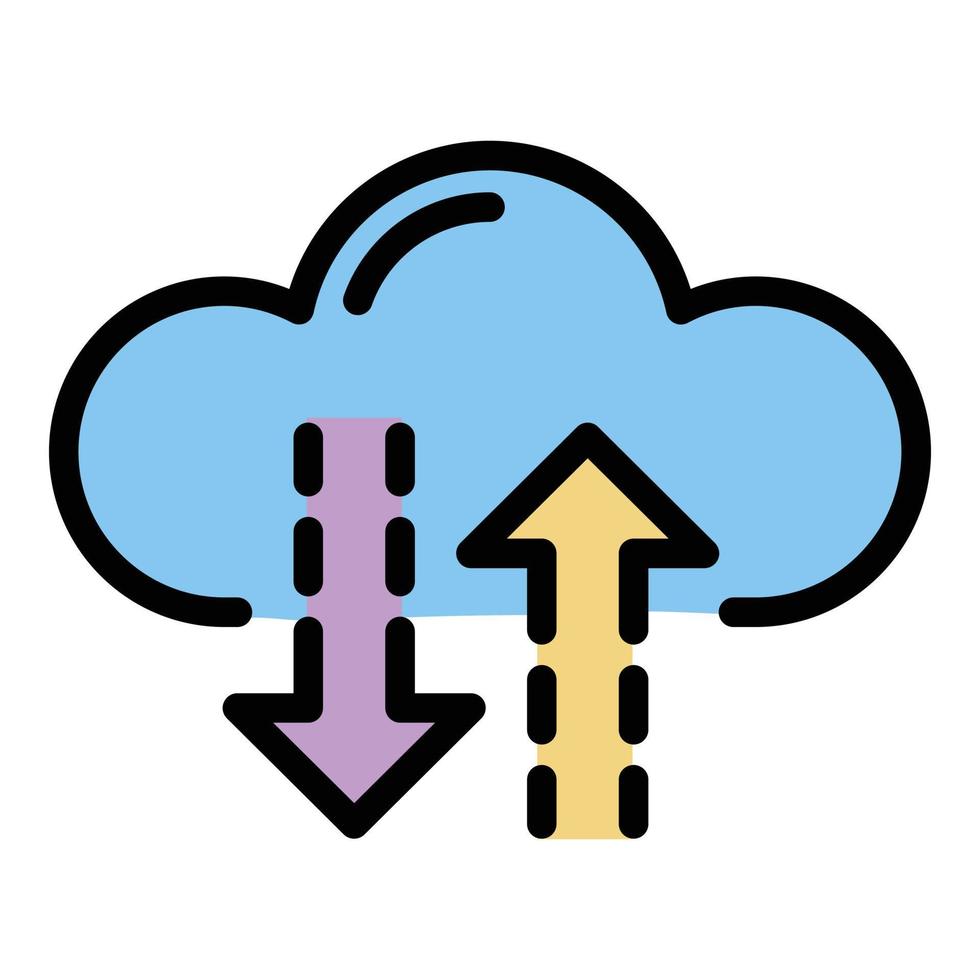 interaction avec le vecteur de contour couleur icône nuage