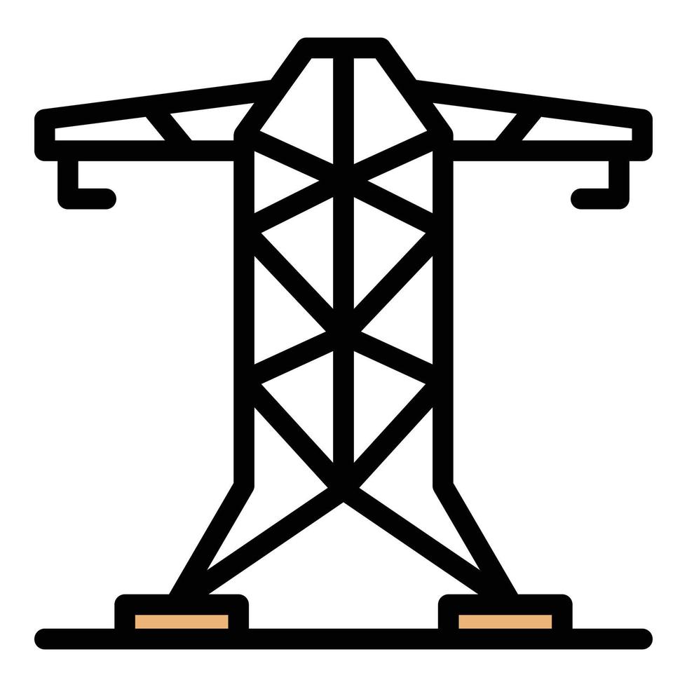 tour électrique, icône, couleur, contour, vecteur