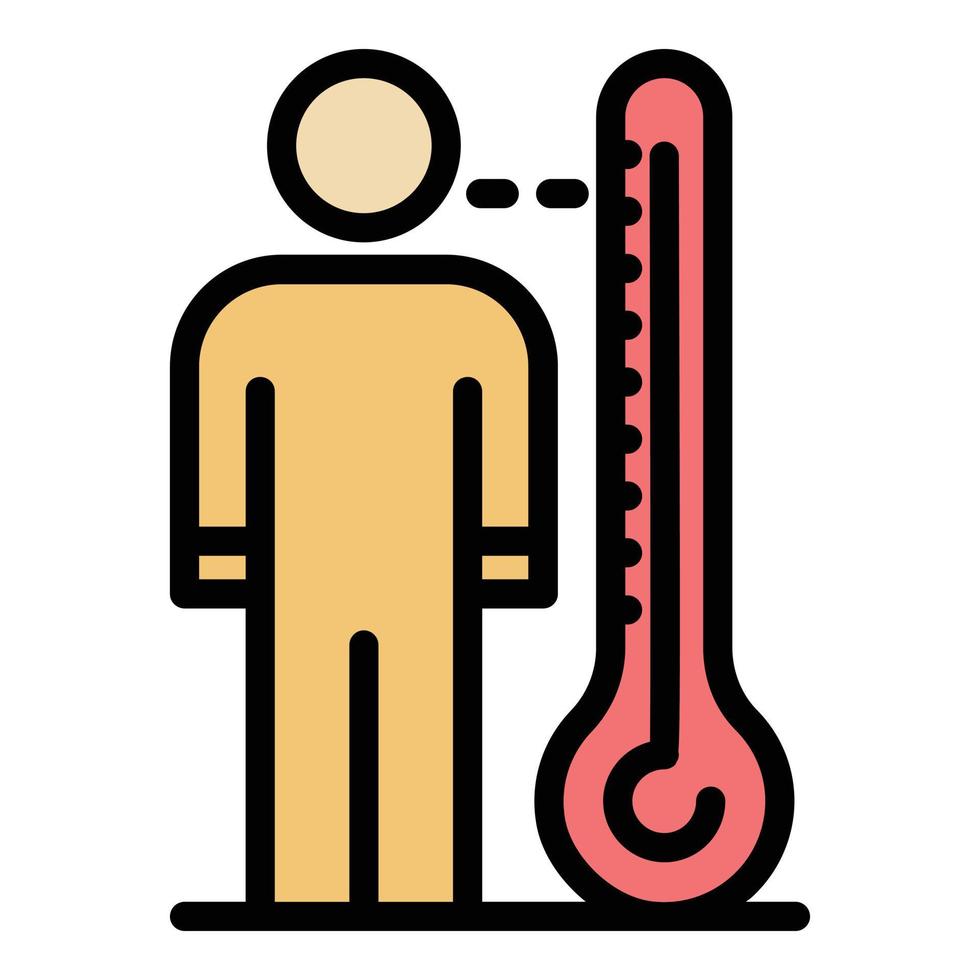 mesurer la température corporelle icône vecteur de contour de couleur