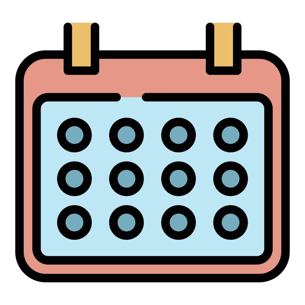 calendrier avec coins arrondis vecteur de contour de couleur d'icône