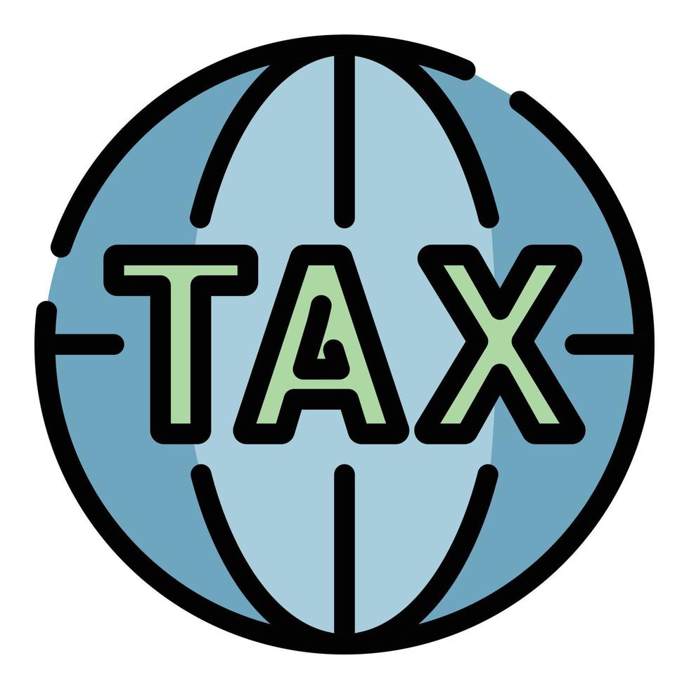 vecteur de contour de couleur icône taxe mondiale