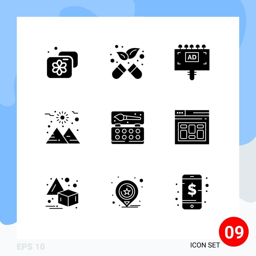 pack d'icônes vectorielles stock de 9 signes et symboles de ligne pour les arts de la couleur publicité art espace éléments de conception vectoriels modifiables vecteur