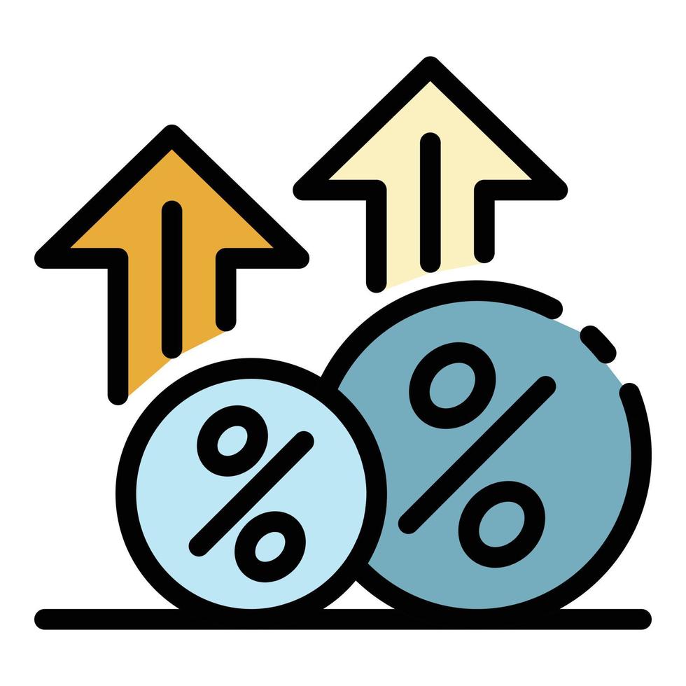 argent pour cent grandir vecteur de contour de couleur d'icône